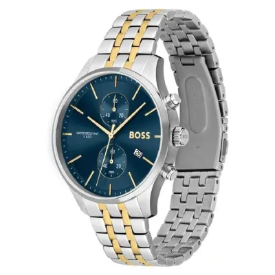 Hugo Boss Associate Blue Dial Two Tone Steel Strap Watch 